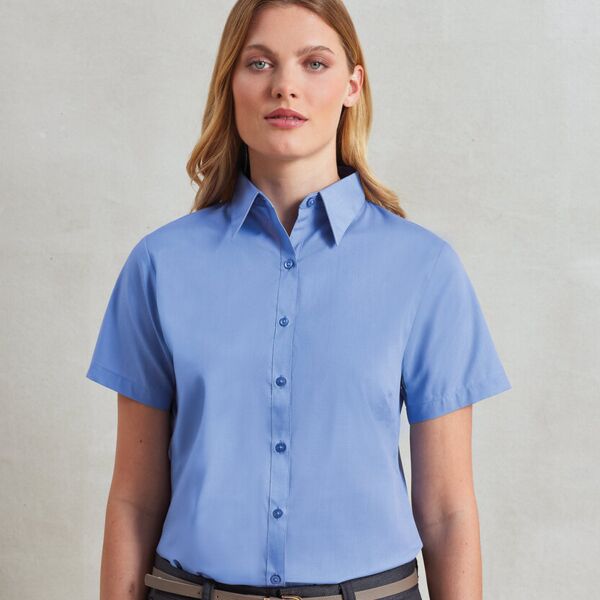 Women's Short Sleeve Poplin Blouse Thumbnail